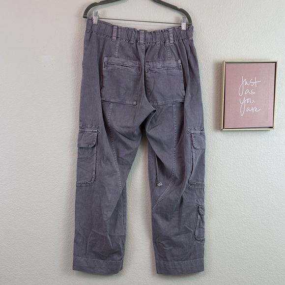 Free People 100% Cotton Tahiti Pull-On Cargo Ashblown Cargo Pants Size Small - Picture 5 of 11